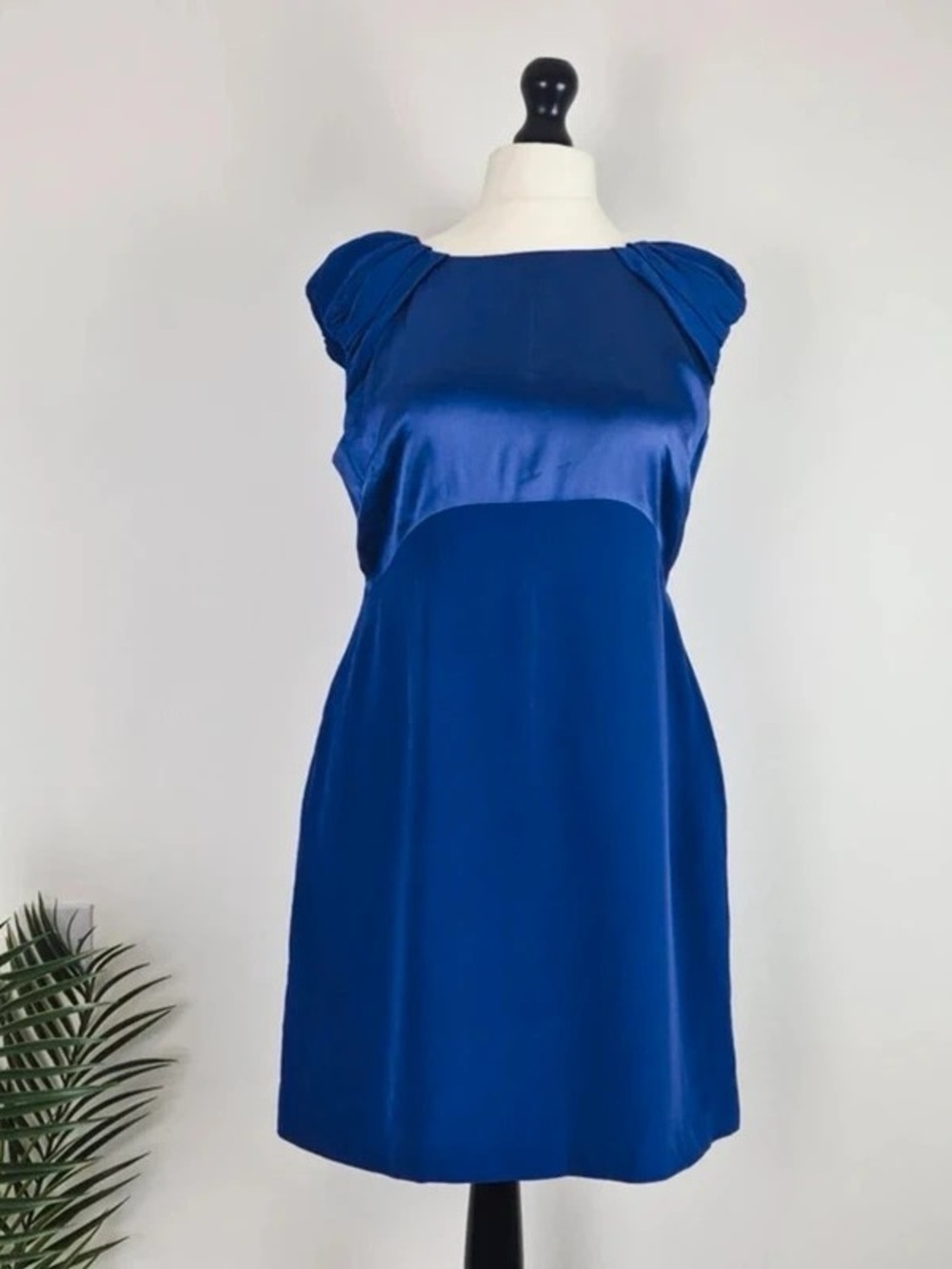 Satin-Trim Royal Blue Maxi Dress for Women